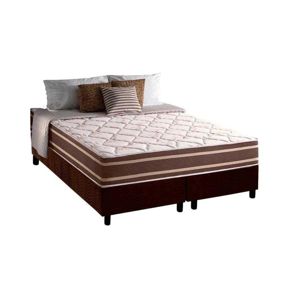 Conjunto Box King: Colchão Molas Anjos Masterpocket Duo Sono + Base Crc Suede Brown(193x203)