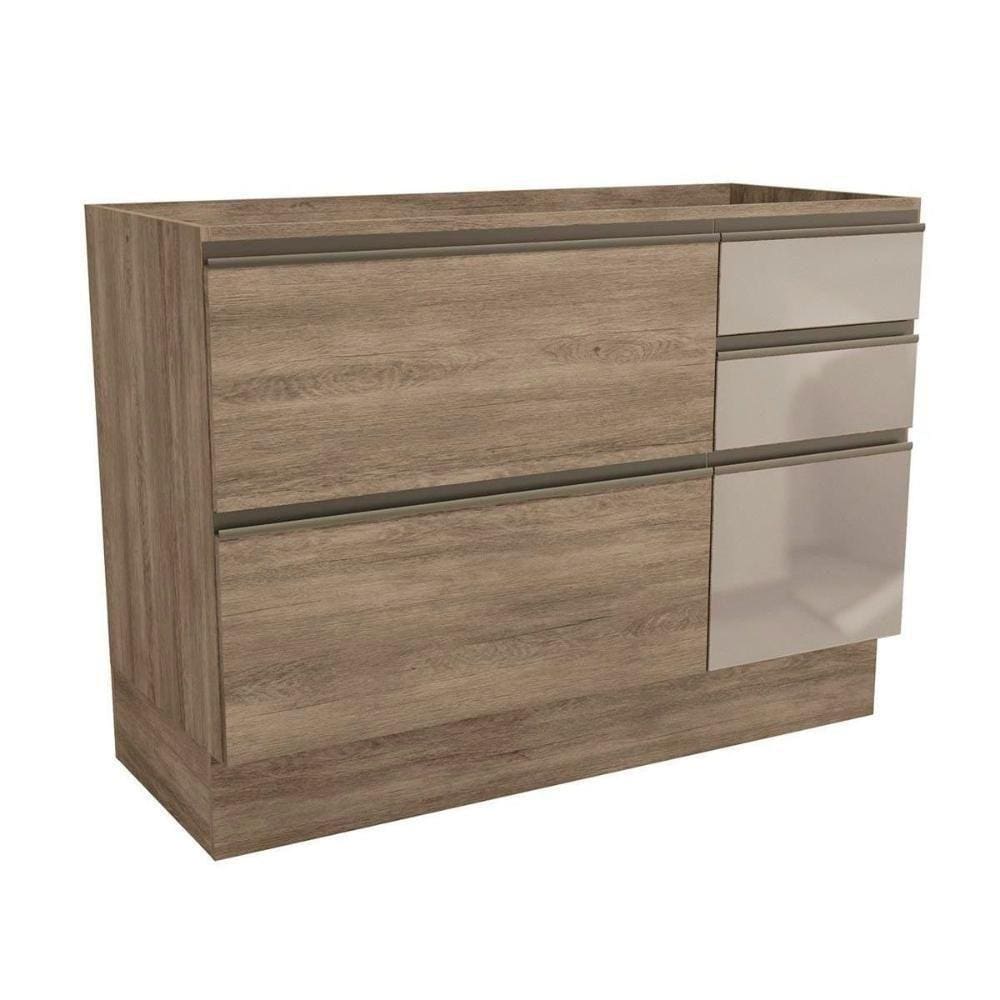 Módulo Cozinha Kappesberg Maxxi Balcão G747 1 Portas 4 Gavetas CVidro STampo 120cm Nogal-kappesberg