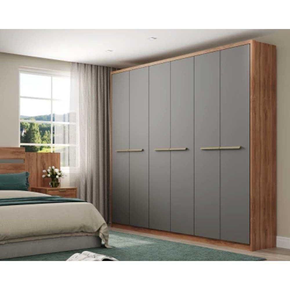 Guarda Roupa Casal 6 Portas E 3 Gavetas Belmont 1154 Freijo C- Cinza Titanio - Carraro