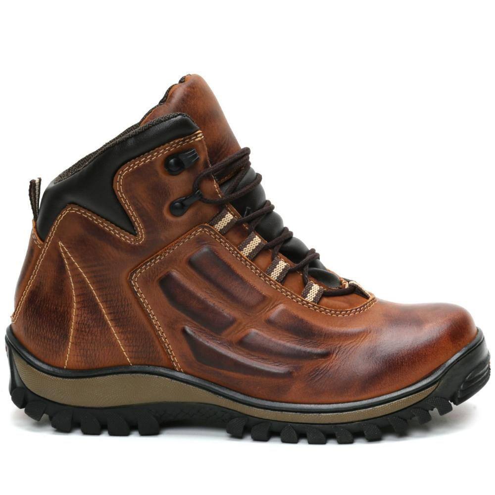 Coturno Adventure Masculino Couro Cadarço Caminhada Trilha