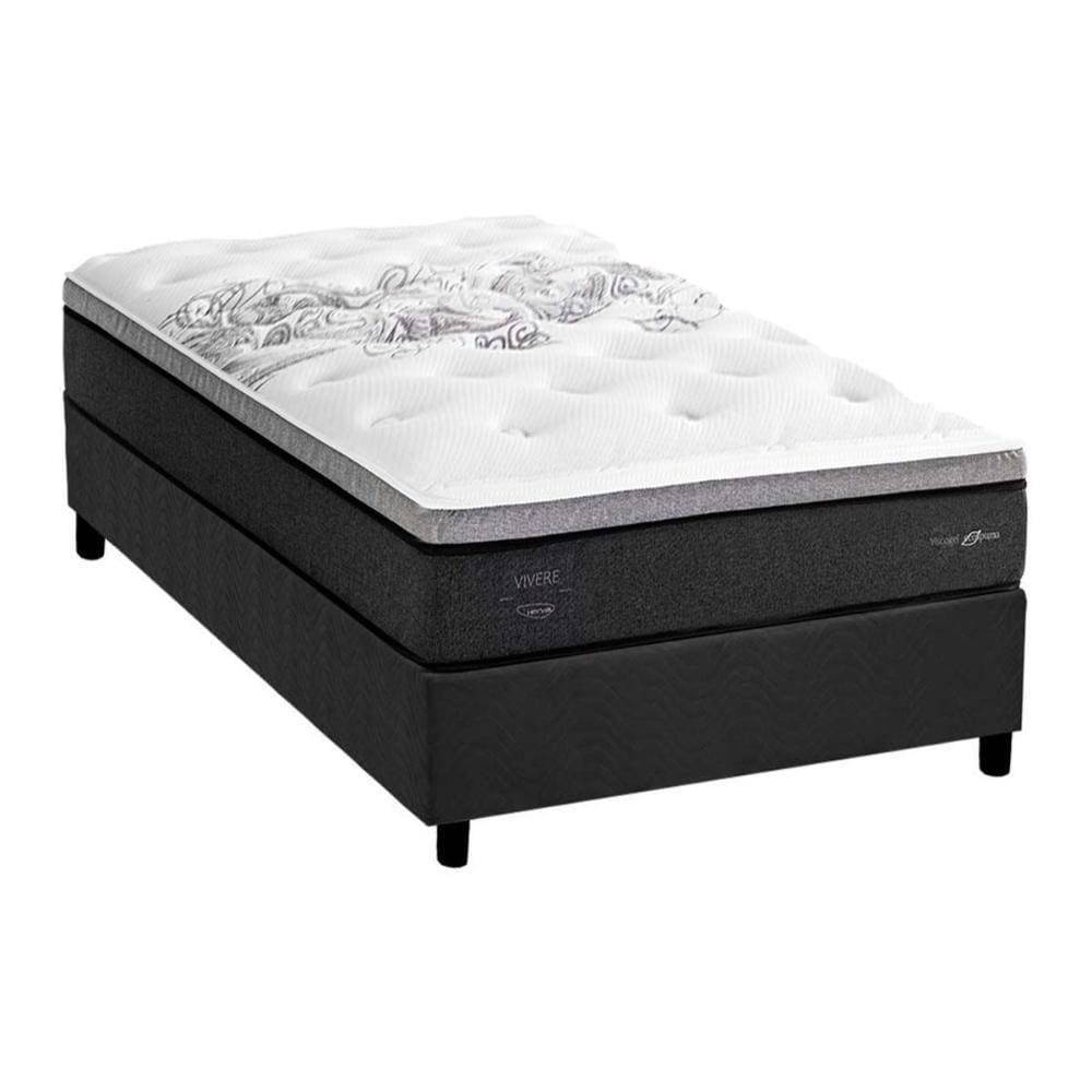 Conjunto Box Baú Solteirão: Colchão Molas Ensacadas Partenon Pillow Top + Base Crc Suede Gray