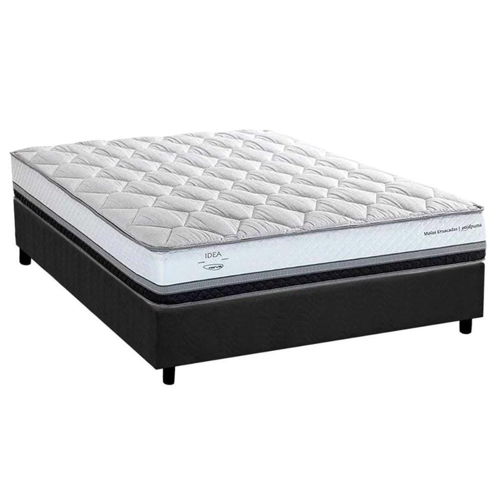 Cama Box Casal: Colchão Molas Ensacadas La Playa C1634 + Base Crc Suede Gray(138x188x28)