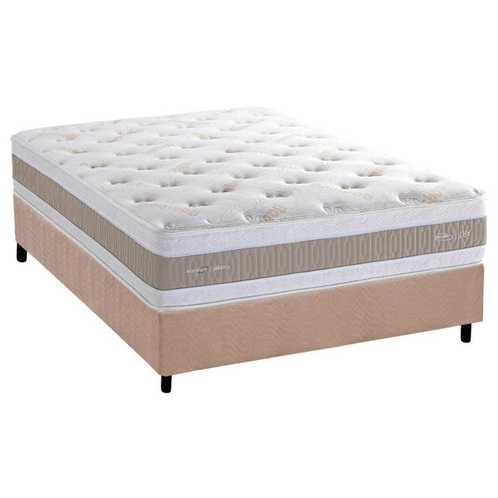 Conjunto Box Casal: Colchão Molas Masterpocket Ensacadas Royals Sleep C1666 + Base Crc Suede Clean