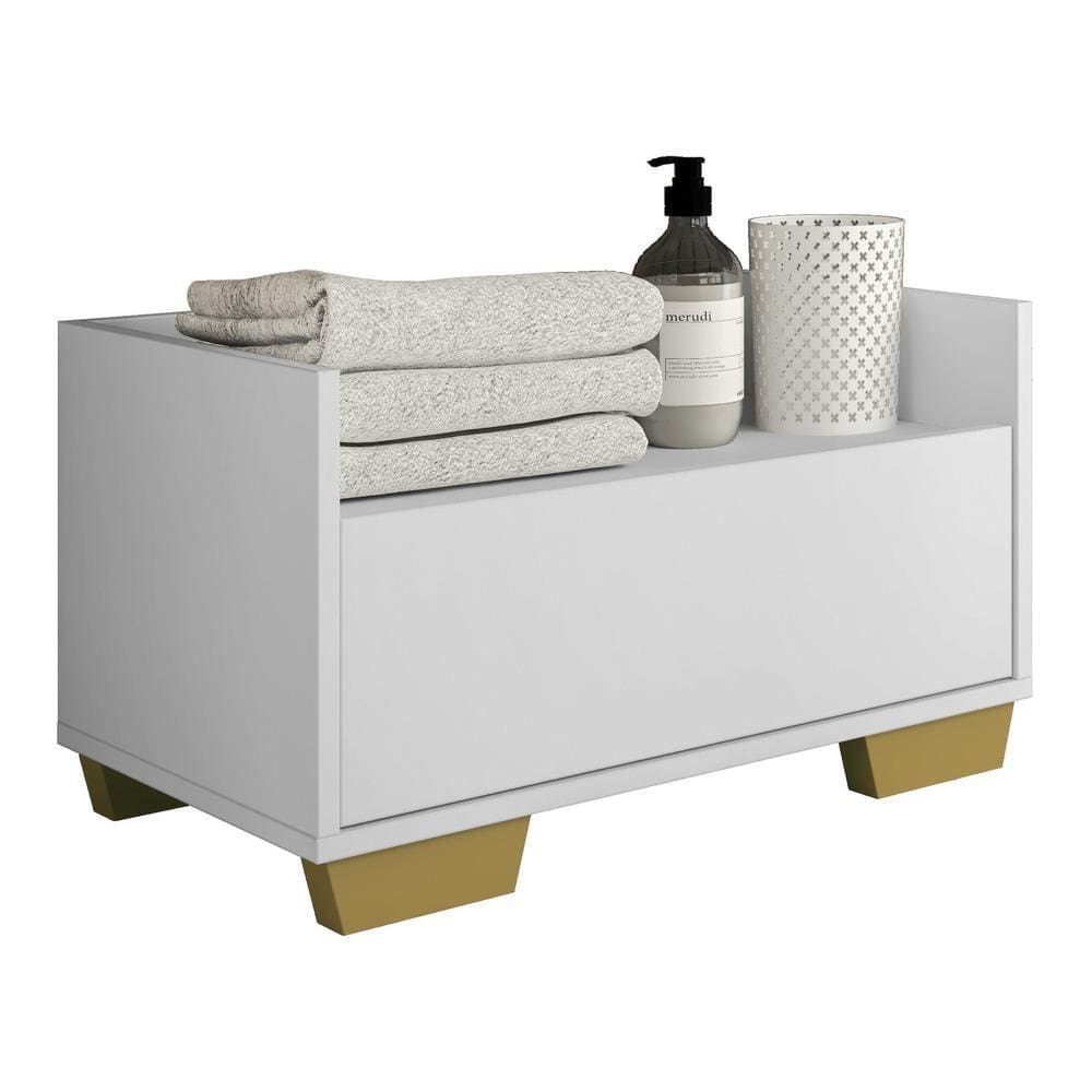 Gabinete Balcão Banheiro 80 cm c/ Pés Quadrados Multimóveis Branco/Natural
