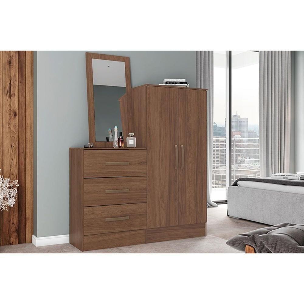 Cômoda Casal Briz B700 2 Portas E 3 Gavetas Castanho - Henn