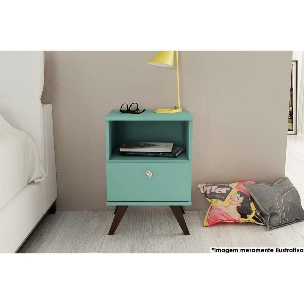 Mesa Cabeceira Casal Rt3019 C/ 1 Gaveta Oliva - Movelbento