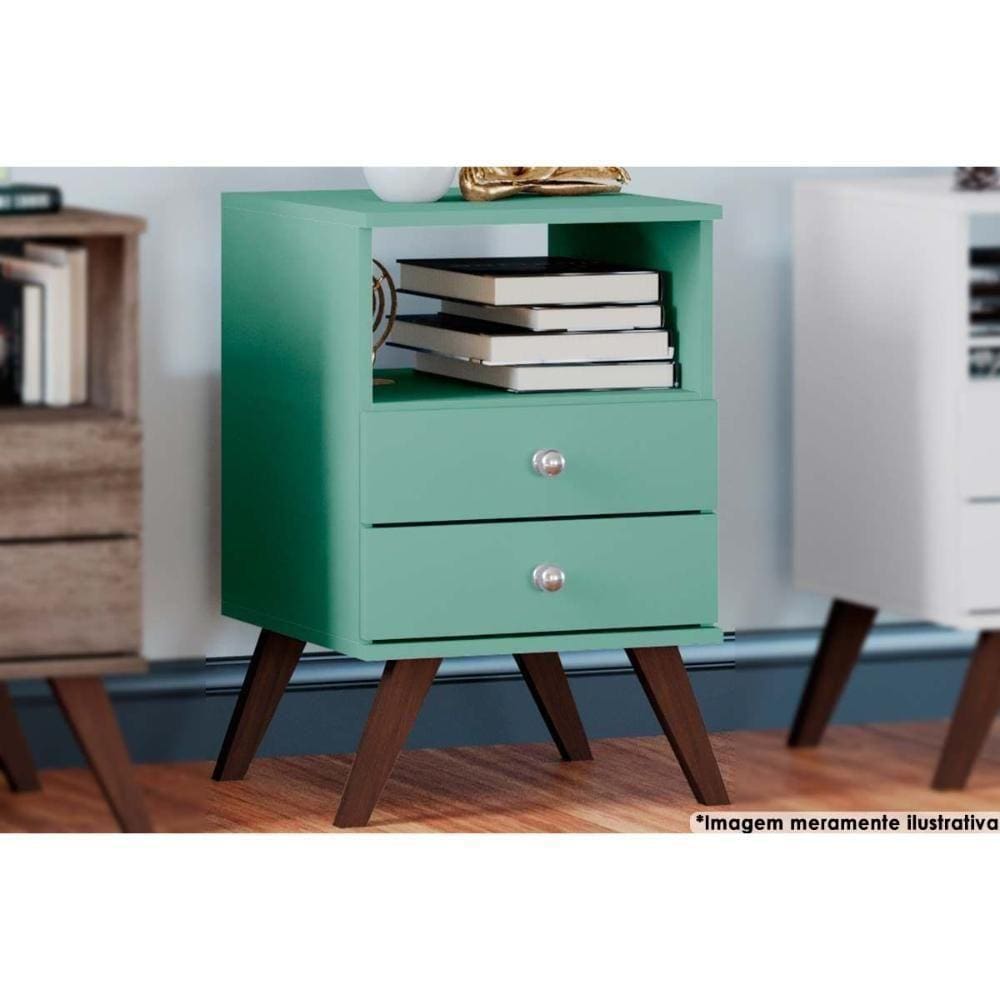 Mesa Cabeceira Rt3103 C/ 2 Gavetas Oliva - Movelbento