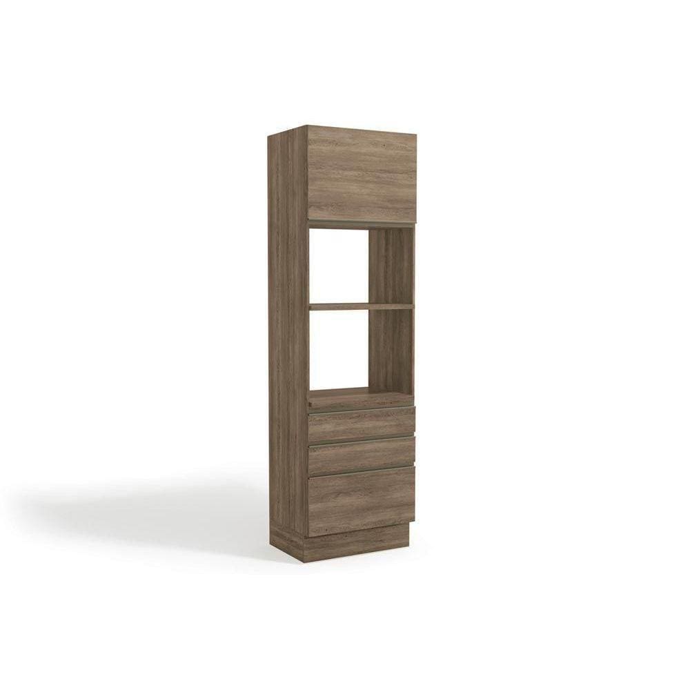 Paneleiro De Cozinha Maxxi G750 Torre Quente C- 1 Porta E 3 Gavetas 70cm Nogal - Kappesberg