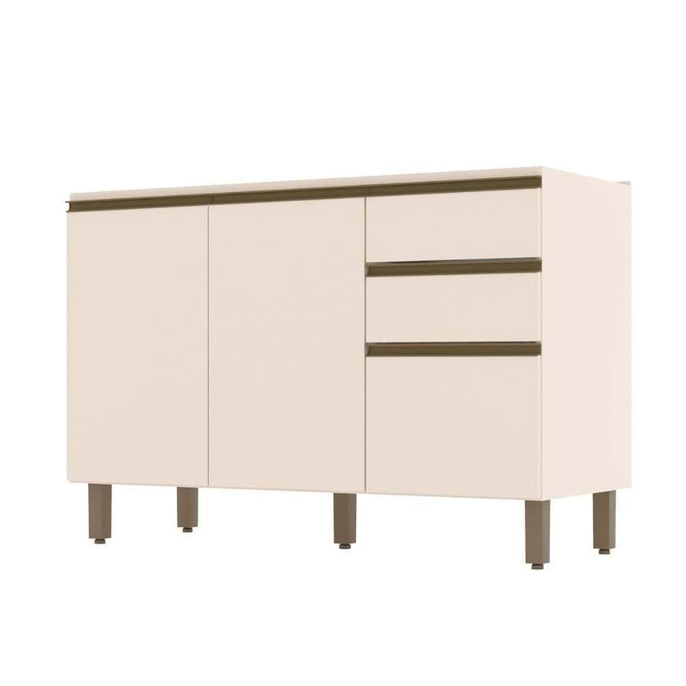 Balcão De Cozinha Connect P/ Pia C/2 Gavetas E 3 Portas 120x51x82cm Off White - Henn