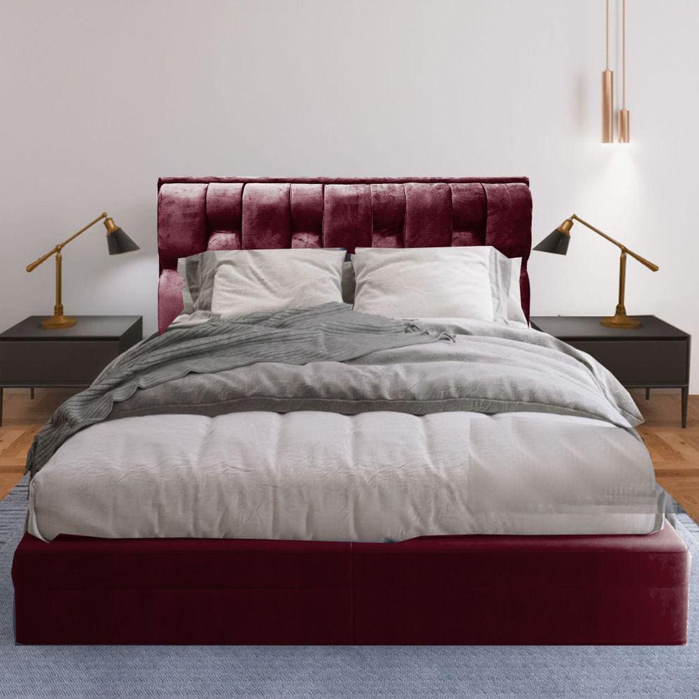 Cabeceira Cama Box Cherie Suede Moderna 140 Bordo