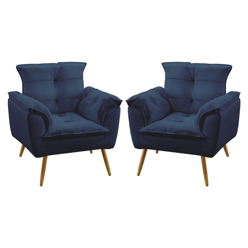 Kit 2 Poltronas Beta Sued Azul Marinho Aradecor