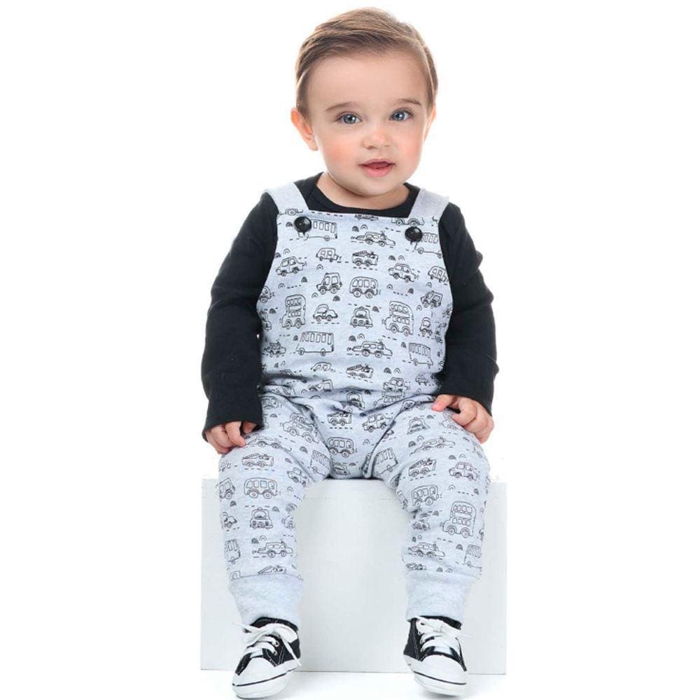 jardineira longa em moletom Felpudo com body Roupinhas de bebe Inverno