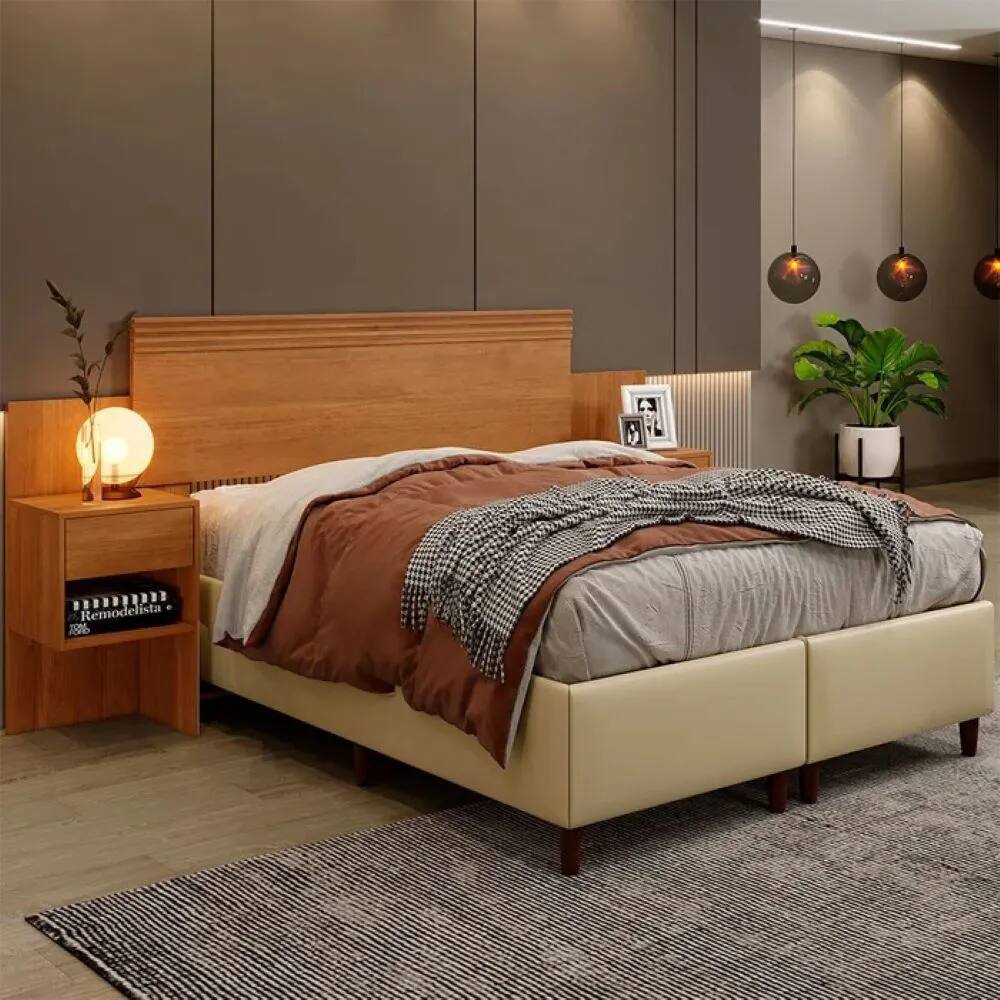 Cabeceira Master Extensiva Casal Queen Com 2 Gavetas Benetil - Cinamomo