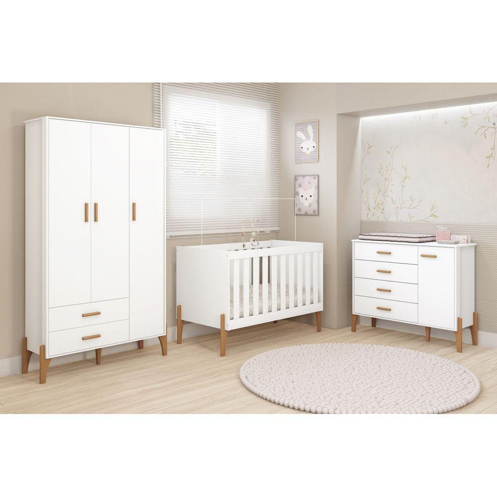 Jogo Quarto Infantil Completo Iris 100% MDF- Com Guarda-Roupa e Gaveteiro Sistema Antitombamento - Moveis Estrela