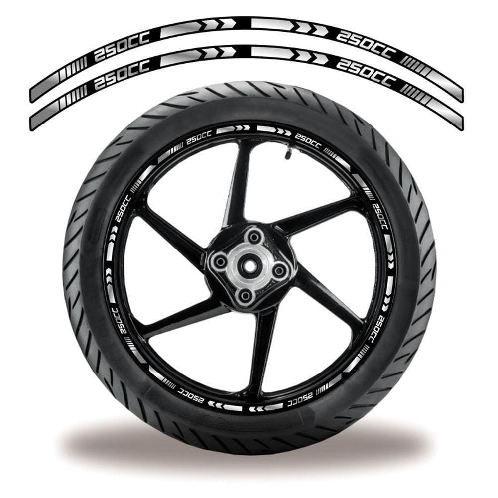 Friso De Roda Adesivo Refletivo Para Motos 250 Cc Branco E Preto Cor Preto