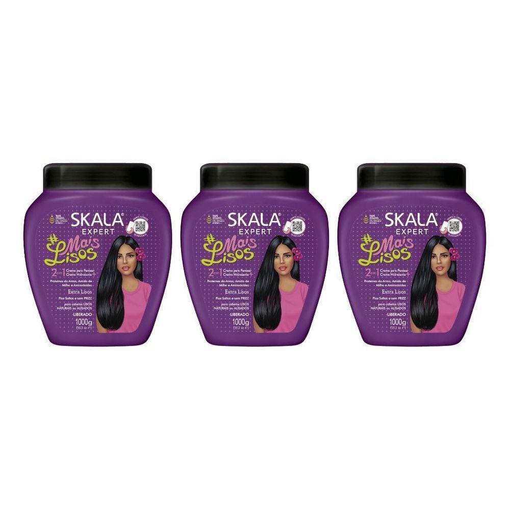 Creme Skala 1Kg Mais Lisos Extra Lisos-Kit C/3Un