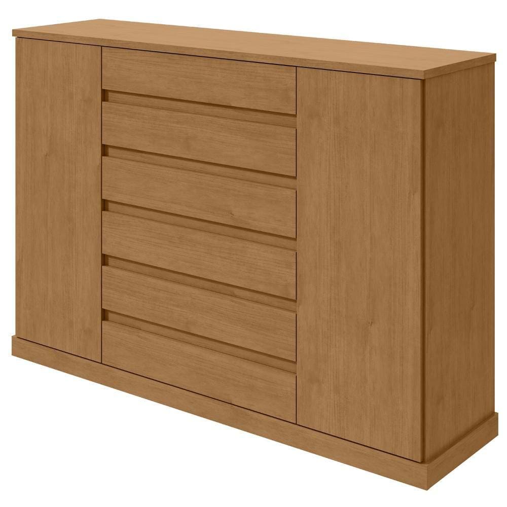 Cômoda Vedra 7 Gavetas 2 Portas Amêndoa Clean