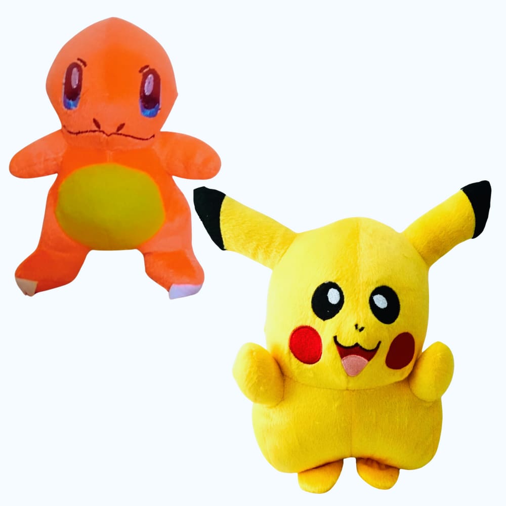 02 Pelúcias Pokemons Picachu e Chamander 30cm