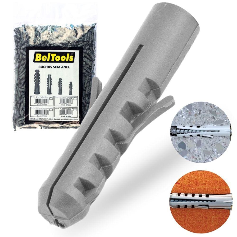 Bucha Plástica 12mm Caixa c/ 250 Peças Beltools