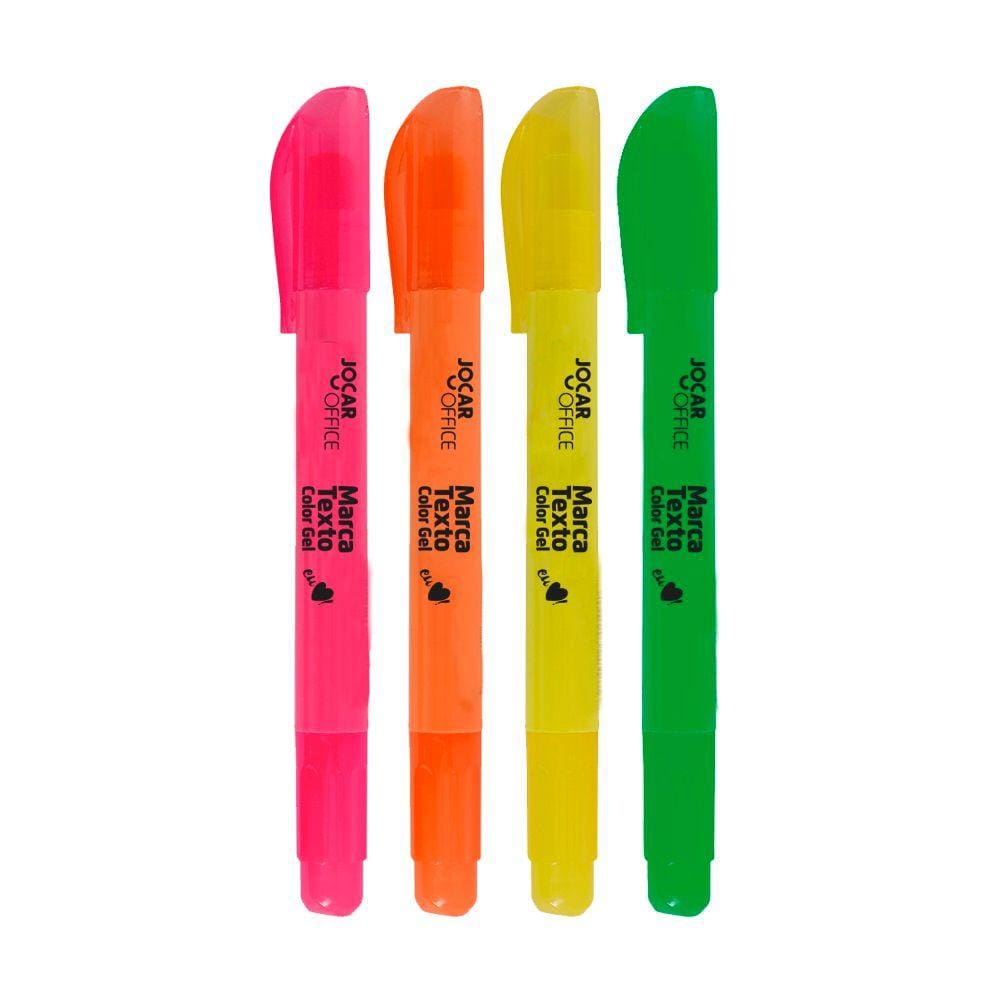 Kit 04 Marca Texto Color Gel Retrátil - Jocar Office