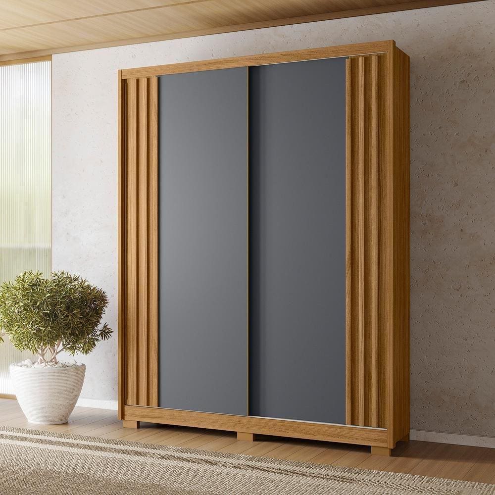 Guarda Roupa Casal 2 Portas Ripado 3 Gavetas Colorado