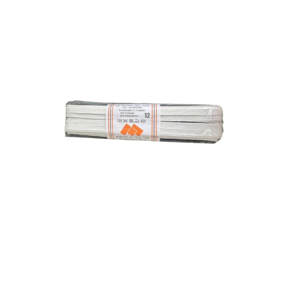 Elástico Chato N12- 0.6Mm Branco Kit 10 Rolos De 10 Metros