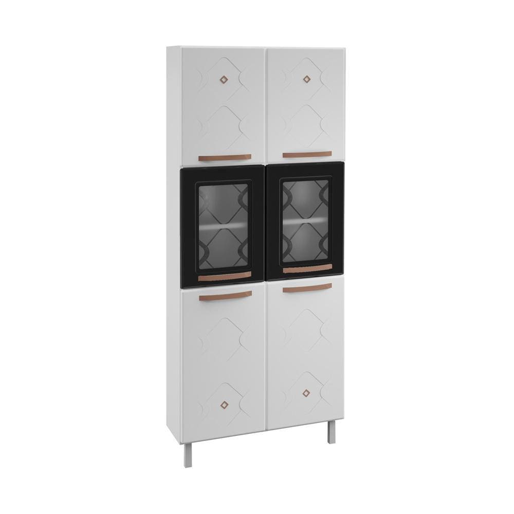 Paneleiro Duplo de Aço 80cm Regina Multimóveis Glass CR6133 Branco/Preto