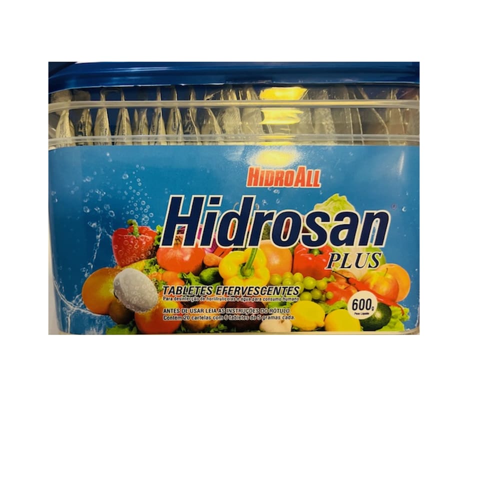 Hidrosan Plus Efervescente Desinfecção de Água e Hortifruti 20 Cartela de 6 Tabletes de 5 g