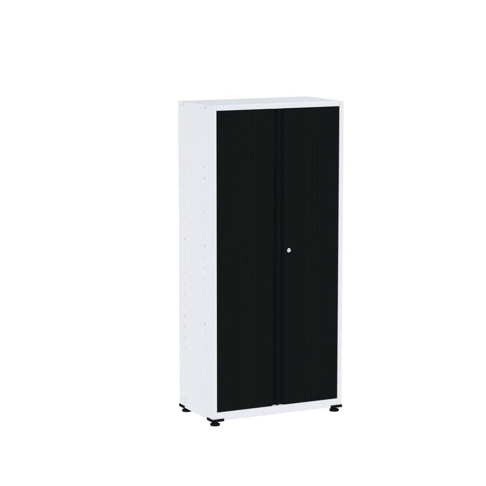 Armário de Aço 2 Portas 3 Prateleiras Ap408sl Branco/Preto