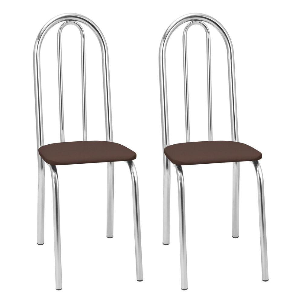 Kit 2 Cadeiras para Cozinha Cc55 - A109 Cromado/Marrom