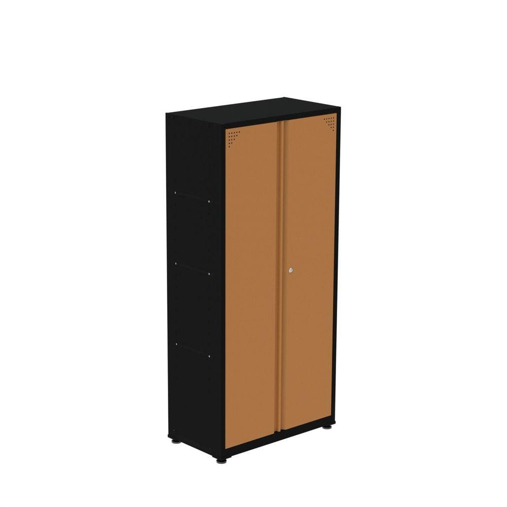 Armário de Aço 2 Portas 3 Prateleiras Ap408sl Preto/Laranja picasso