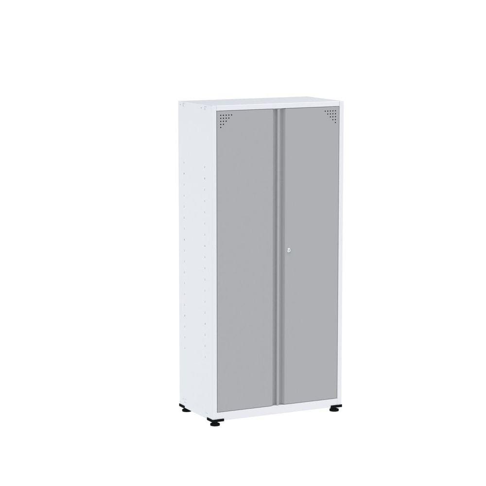 Armário 2 Portas Aço 4 Prateleiras Ap409sl Branco/Cinza