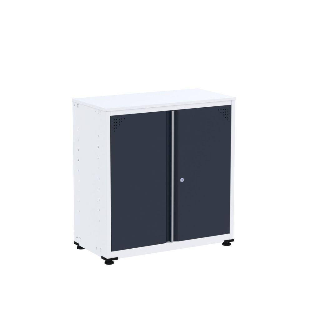Armário de Aço para Escritório 2 Portas Ap406sl Branco/Azul Delrei