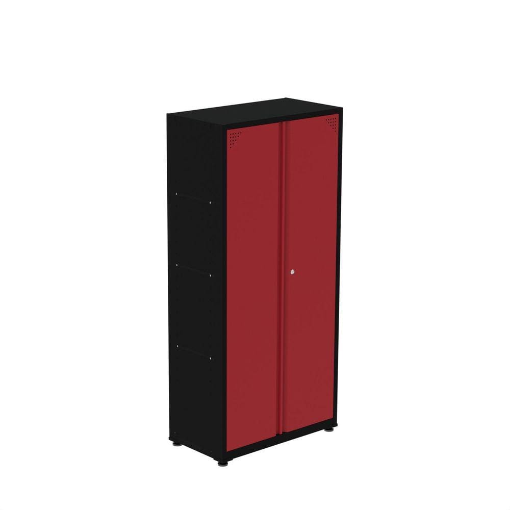 Armário de Aço 2 Portas 3 Prateleiras Ap408sl Preto/Vermelho