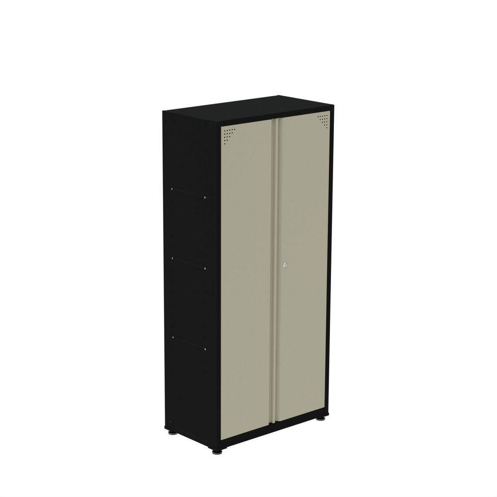 Armário de Aço 2 Portas 3 Prateleiras Ap408sl Preto/Brege