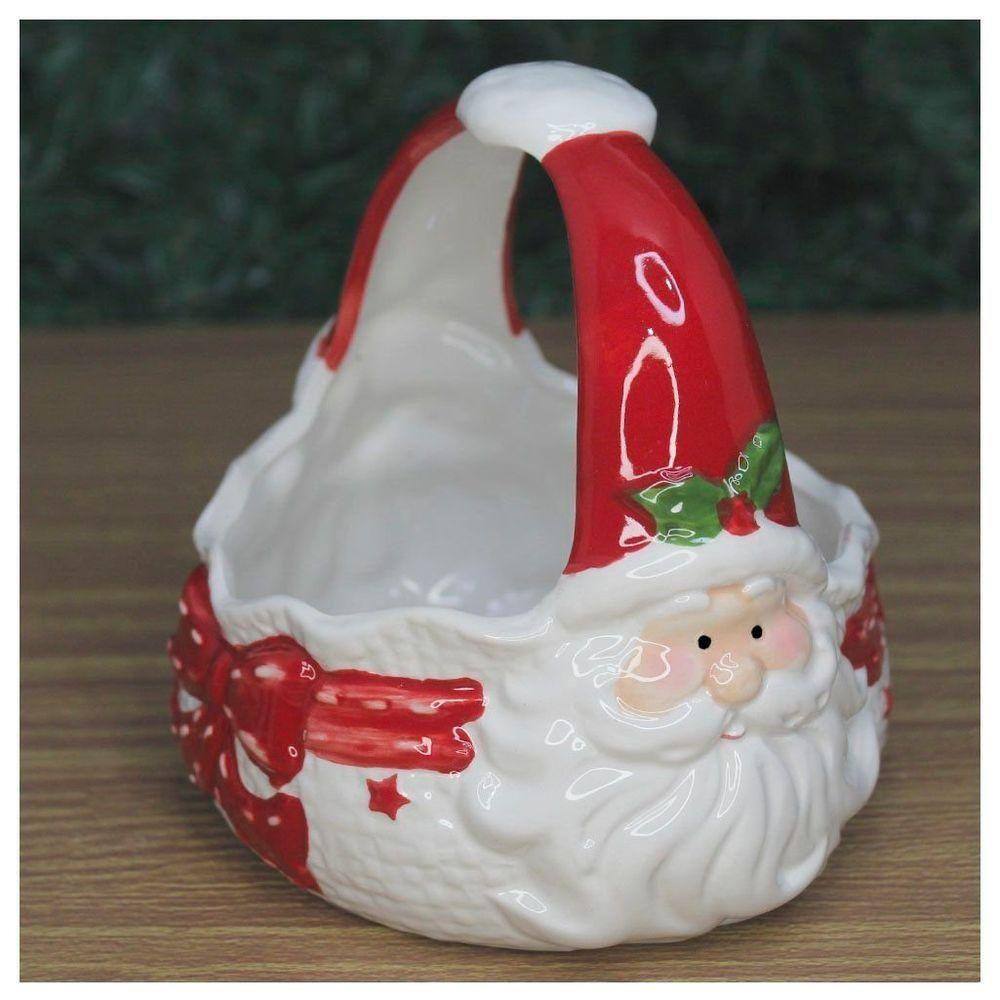 Baleiro Enfeite De Natal Papai Noel Cerâmica 15cm