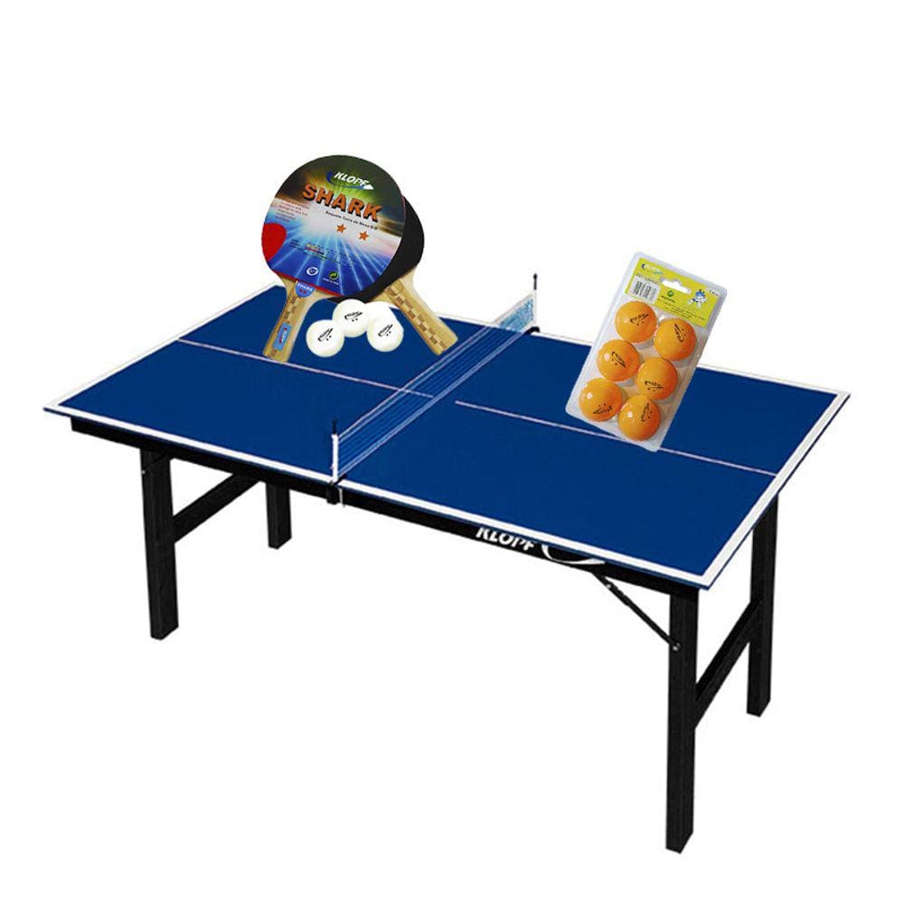 MINI MESA PING PONG Júnior MDP 12mm 1003 KLOPF + Kit 5055 + Kit 6 Bolinhas Laranja