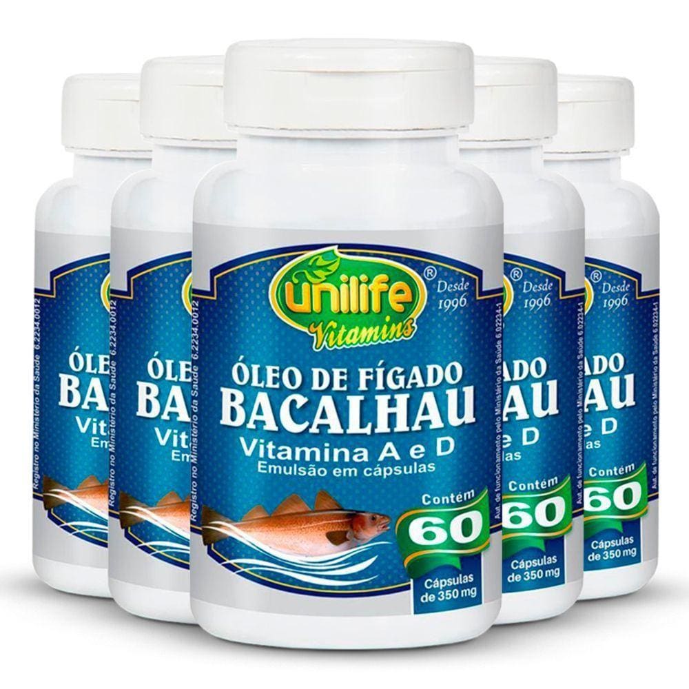 Kit 5 óleo De Fígado De Bacalhau 60 Cápsulas Unilife