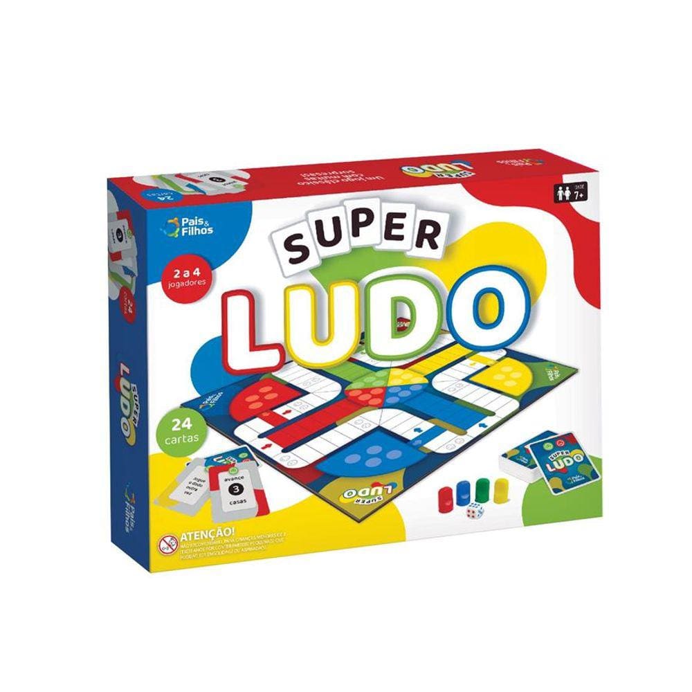 Jogo de Tabuleiro Super Ludo colorido da Pais & Filhos