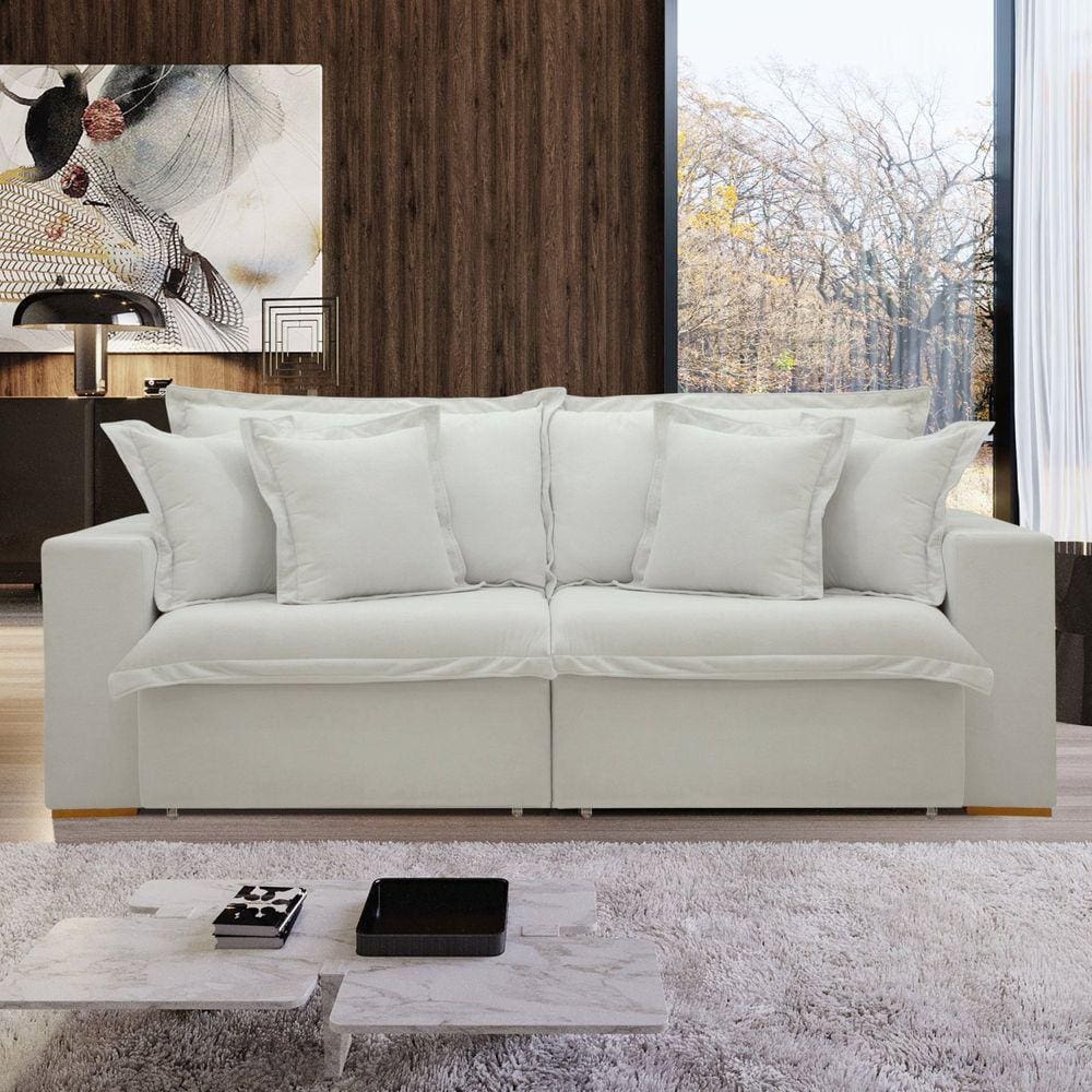 Sofá Cama Retrátil e Reclinável 220cm Arizona Gelo