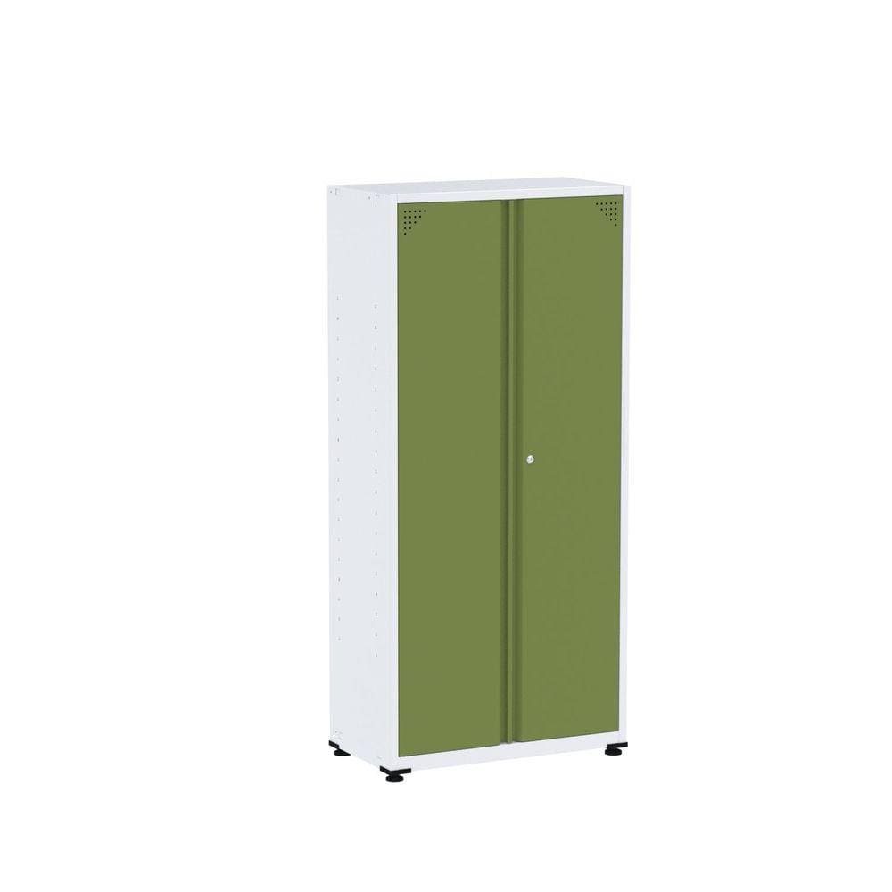 Armário de Aço 2 Portas 3 Prateleiras Ap408sl Branco/Verde Miró