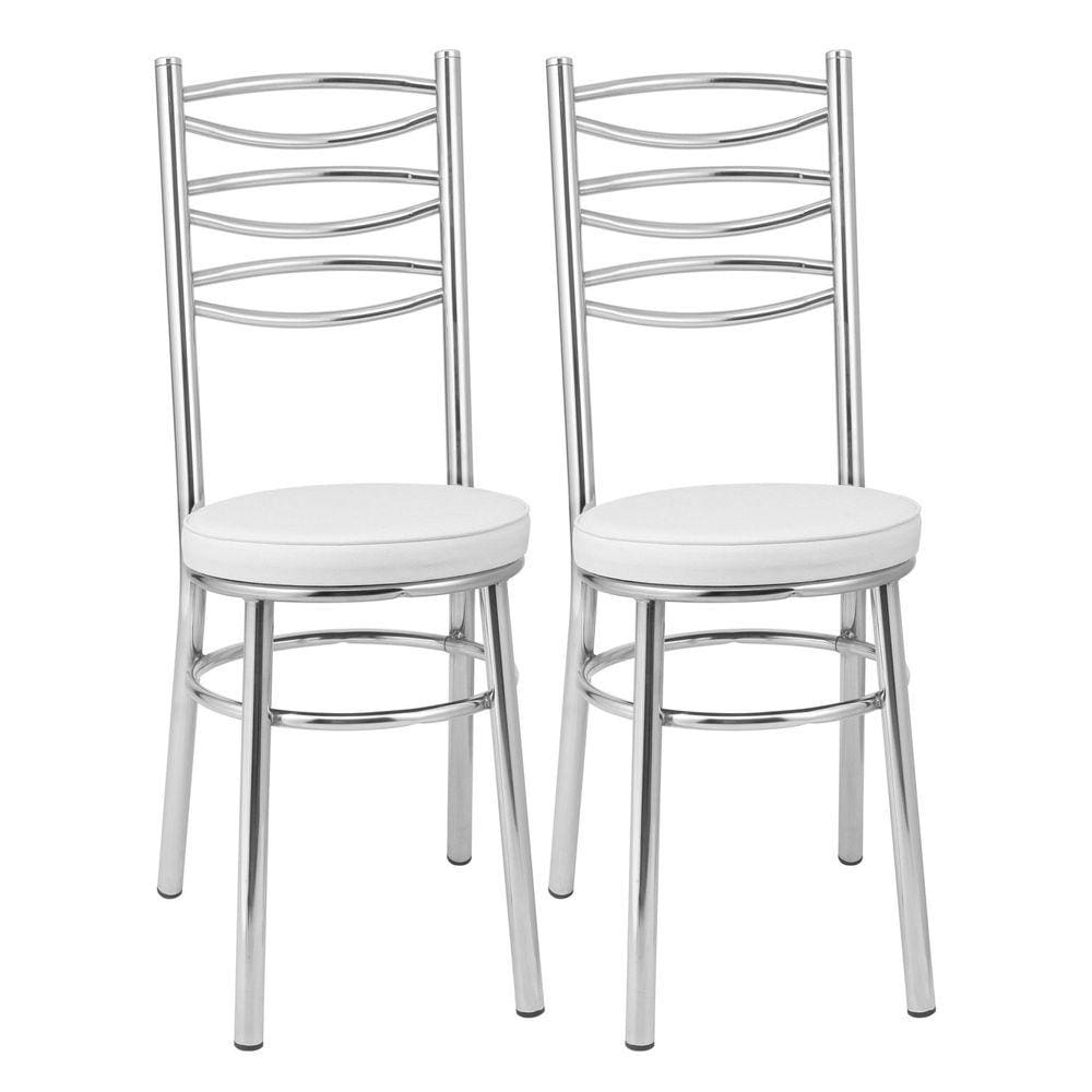 Kit 2 Cadeiras para Cozinha Cc34 - A102 Cromado/Branco
