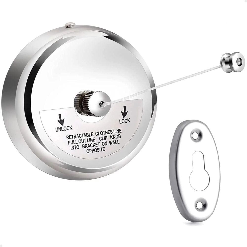Varal Retrátil de Parede Lorben Aço Inox Corda Nylon 2,9m Extensível Cromado