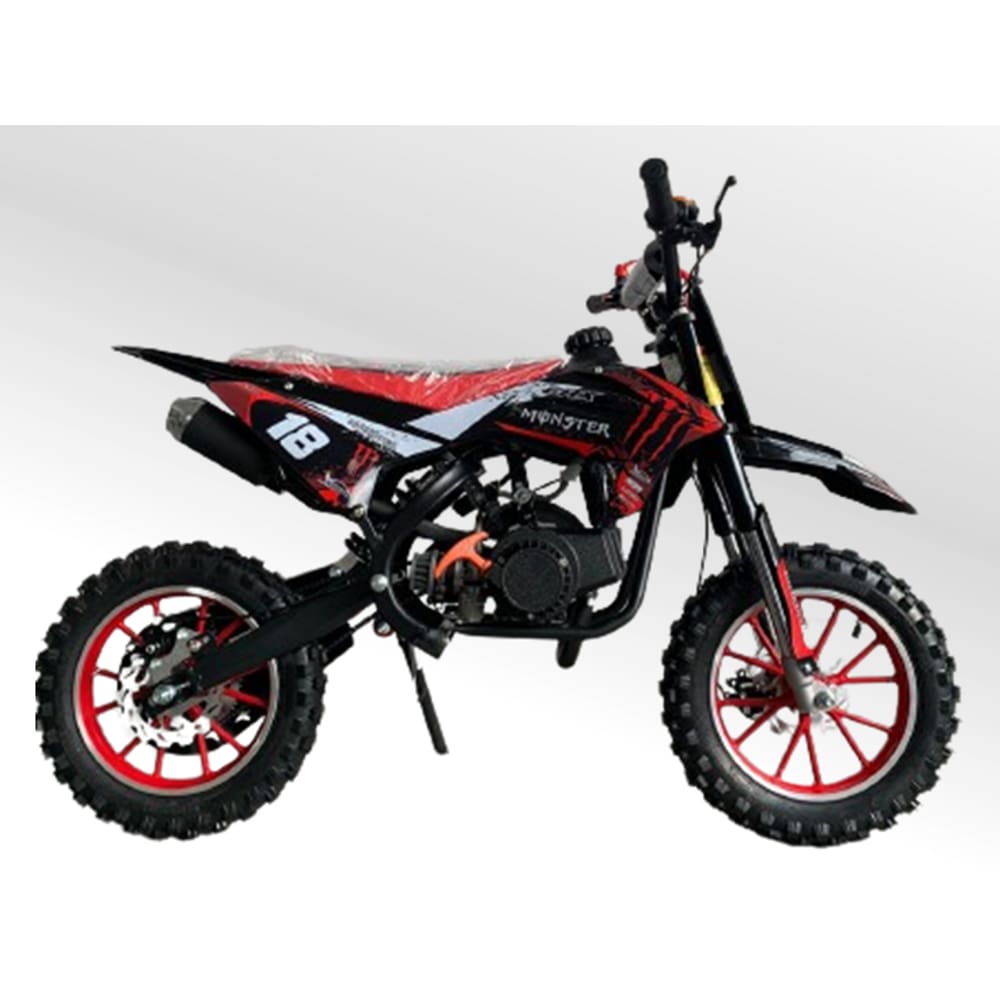 Mini Moto Cross Trilha 49cc Monster Vermelha Gasolina com Óleo 2 Tempos