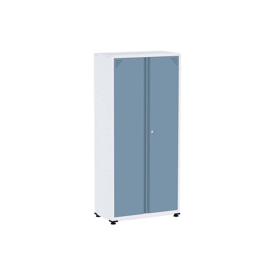 Armário 2 Portas Aço 4 Prateleiras Ap409sl Branco/Azul Dali