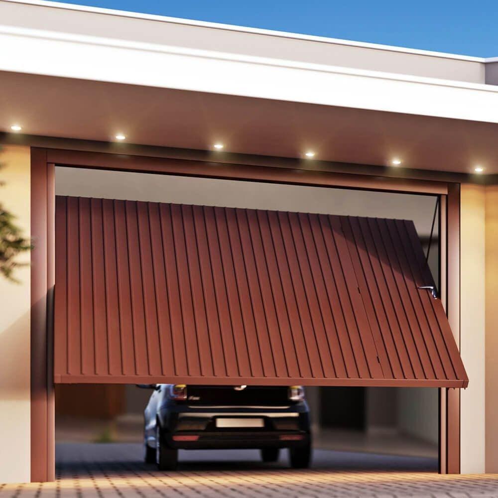 Portão Contrapeso de Aço Galvanizado com Chapa Frisada 220x265 Req:12 Cinza