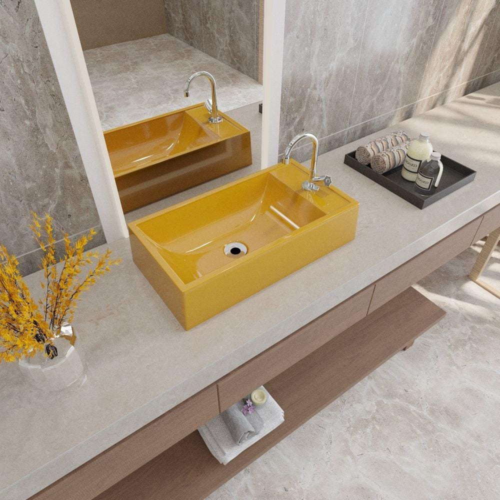 Kit Cuba Rl545 Roma com Torneira C50 e Válvula Abs com Sifão e Flexível Amarelo