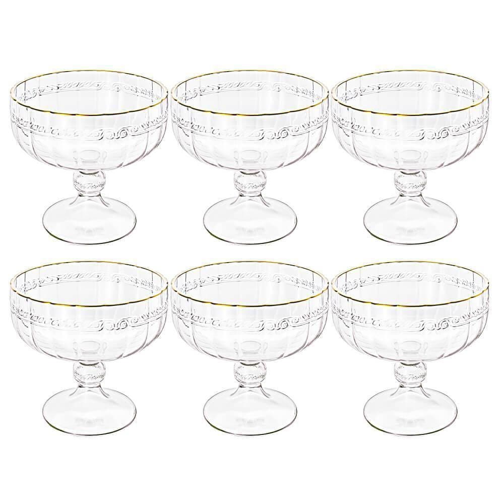 Taça Sobremesa Em Cristal Imperial Fio Ouro 200Ml 6 Peças