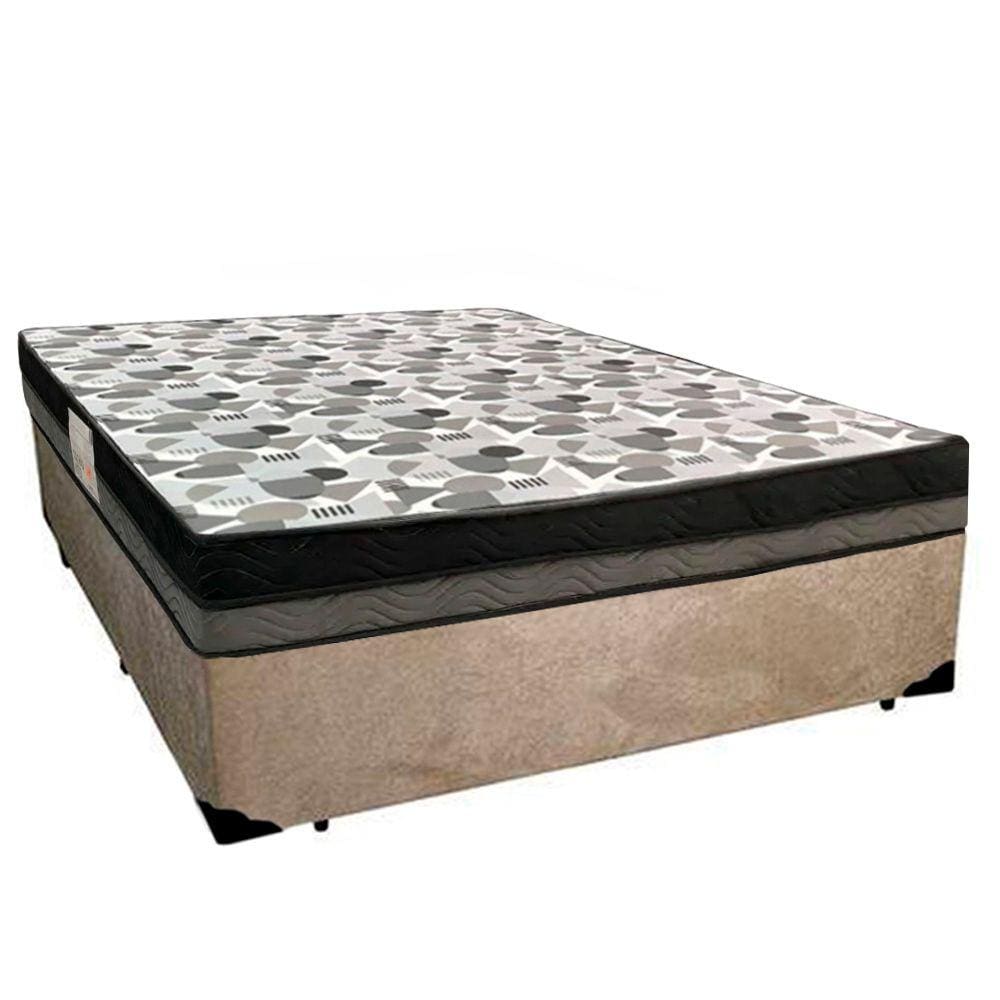 Cama Box Casal Suede + Colchão Ortobom Iso Dupla Face 138x188x60