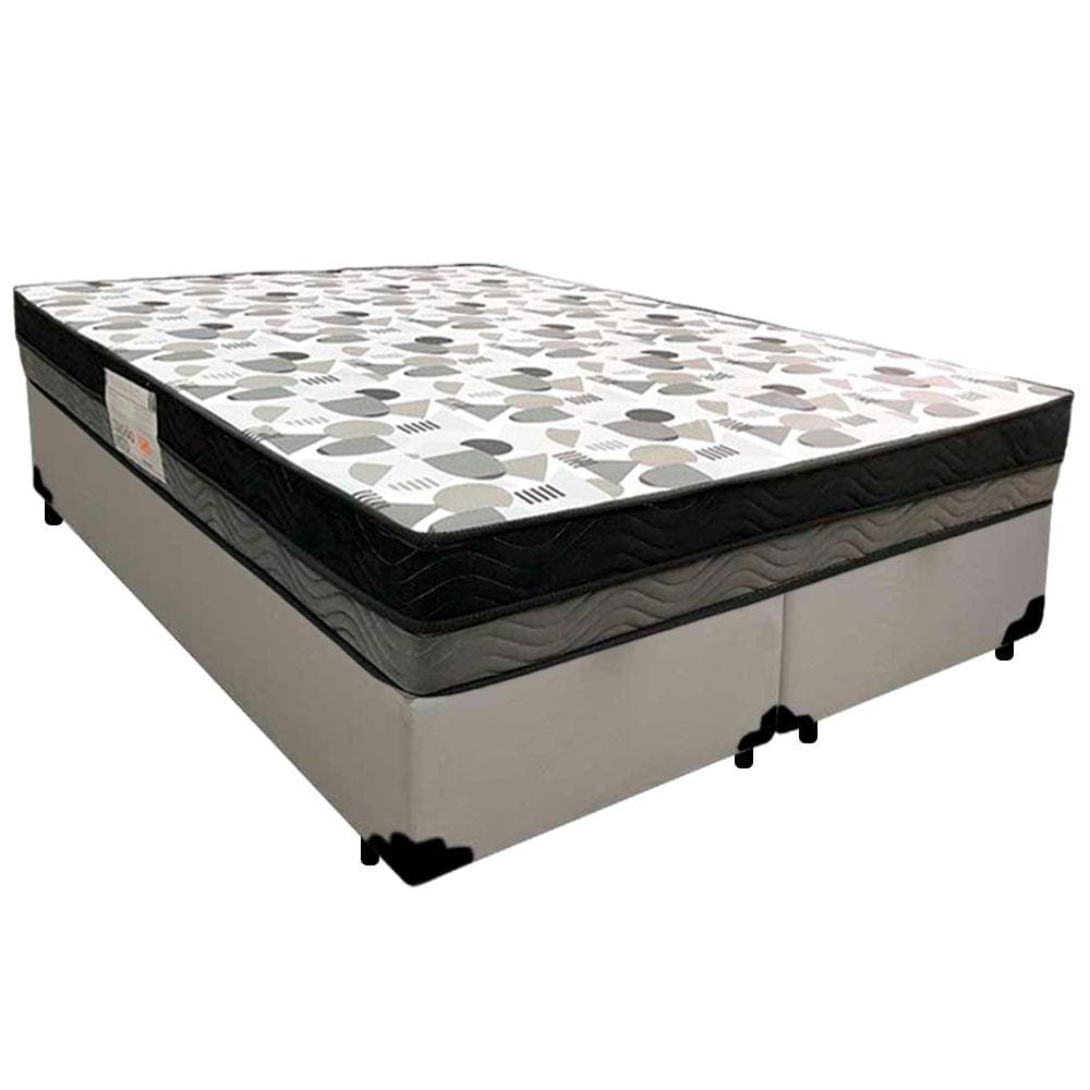 Cama Box Casal Sintético Bipartido + Colchão Ortobom ISO Dupla Face 138x188x60